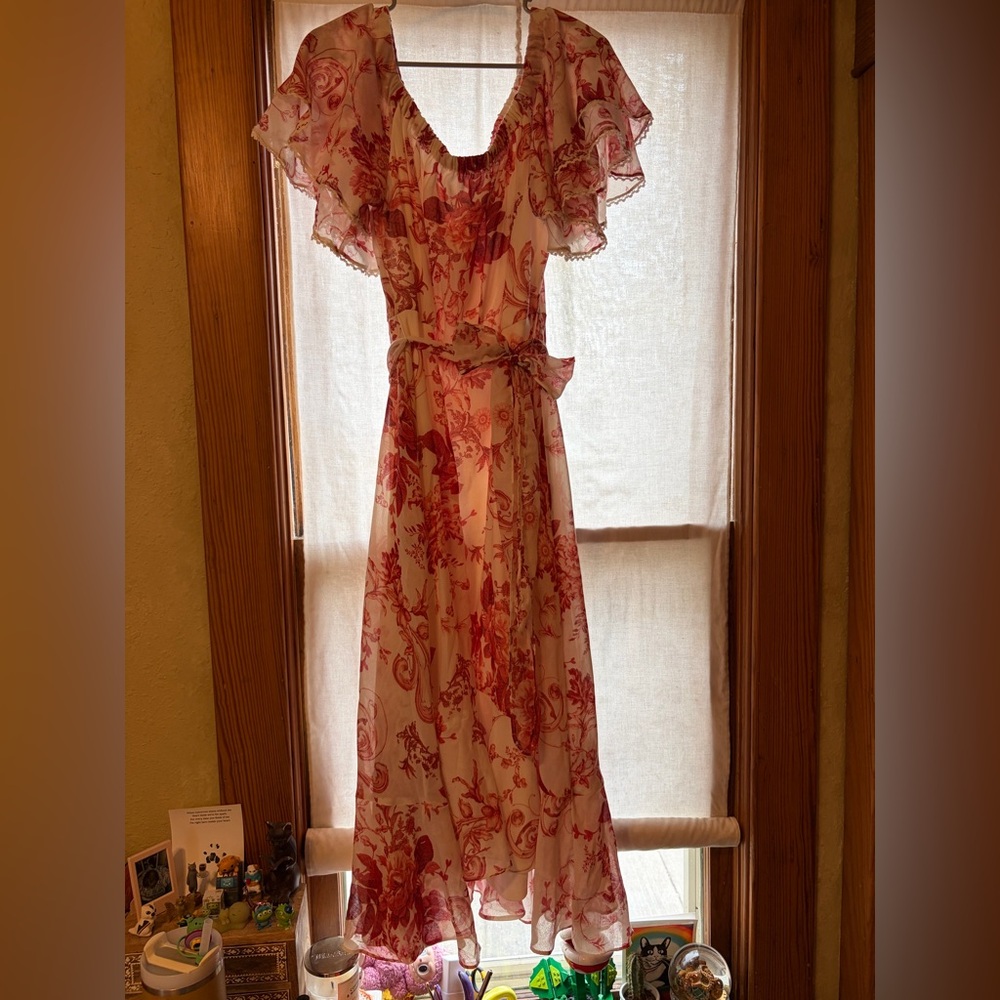 Dressbarn Red and White Floral Midi Dress